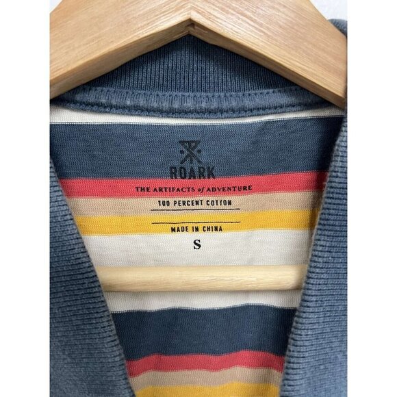 Roark Mens Multicolor Striped Cotton Short Sleeve Polo Shirt Size Small - Picture 7 of 7